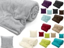 Image of Faux Fur Mink Throw Blanket, Matching Cushion Covers (Single, Double & King)