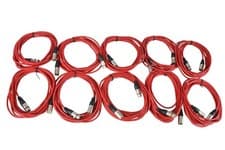 Image of 6m Microphone Cables in Red Balanced XLR to XLR Supplied in Pack of 10