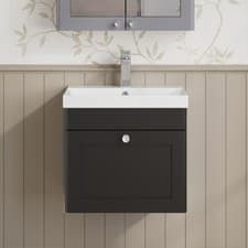 Image of Nuie Classique Wall Hung 1-Drawer Vanity Unit with Basin-3 500mm Wide - Satin An