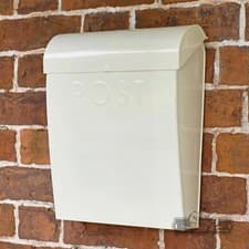 Image of Deluxe Contemporary Steel Wall Mounted Post Box in Cream - Without Lock