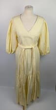 Image of Barbour Annie Midi Dress - Lemon Yellow size uk 10 summer Puffer Sleeve NEW