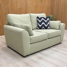 Image of ‘Julius’ 2 Seater Sofa Sage Green Cambridge Fabric Formal Back Large Cushions