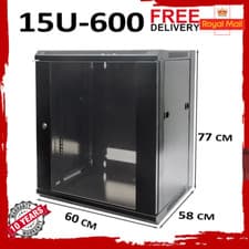 Image of 15U Wall Server Rack Network Cabinet 19 inch 770 x 600mm Black FREE DELIVERY UK