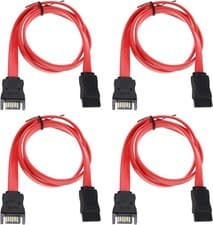 Image of 4pcs 50cm SATA Extension Cable, 7-pin Male to Female, Red, Data Transfer, Compa