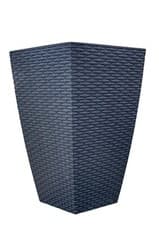 Image of Grey Tall Square Plant Pot Rattan Effect Indoor Outdoor Garden Patio Planters