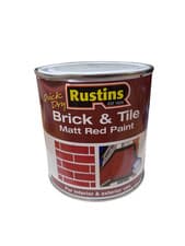 Image of Red Brick and Tile Matt Red Paint Quick Dry Rustins 1 Litre SALE Damaged Tin