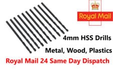 Image of 4mm HSS DRILLS PROFESSIONAL HIGH QUALITY JOBBER ROLLED DRILL BITS
