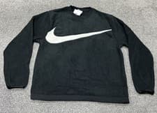 Image of Nike Men’s Fleece Winterized Crew Sweatshirt - DQ4894 010 - Black/White - Medium