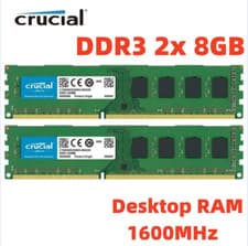 Image of CRUCIAL DDR3 1600MHz 2x 8GB 16GB PC3-12800 Desktop Memory RAM 240pin DIMM 16G 8G