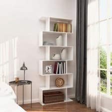 Image of 5-tier Bookcase Industrial S-Shaped Bookshelf Modern Storage Display Rack