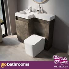 Image of Toilet and Sink Vanity Unit 900mm Metallic Brown Left Hand Bathroom Sink Unit