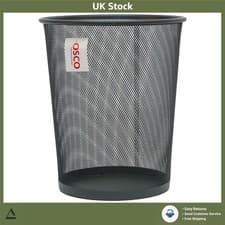 Image of Sleek Round Graphite Wiremesh Waste Bin Sturdy Circular Trash Can 35cm Height