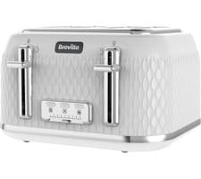 Image of Breville VTT911 Curve 4 Slice Toaster White and Chrome