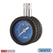 Image of Draper 91364 60psi Tyre Pressure Gauge for Car Motorbike Van Trailer TPG5 0-4Bar