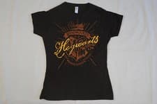 Image of HARRY POTTER HOGWARTS CREST LADIES SKINNY T SHIRT NEW OFFICIAL MOVIE FILM RARE