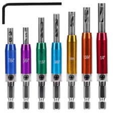 Image of 7PC Hex Self Centering Hinge Drill Bit Set Hardware Pilot Hole Door Window Tool