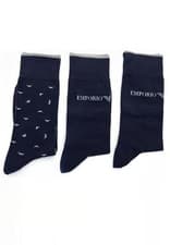 Image of Emporio Armani Socks Navy 3 Pack Essential Everyday Casual Gym Sock Gym Comfort