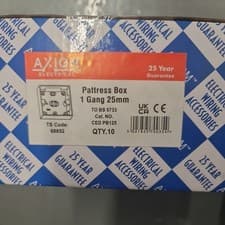 Image of Box Of 10 Pattress Back Box 1 Gang 25mm to BS 5733 Single Surface Mount NEW