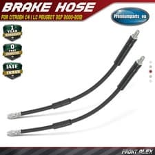Image of 2x Front Left Right Brake Hose for Citroen C4 I LC Peugeot 307 3B 3E 2000-2012