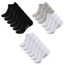 Image of Unisex Mens Ladies 6 Pairs Trainer Liner Socks Cushioned Low Cut Ankle Running