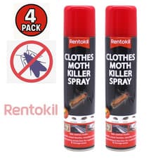 Image of 4 x RENTOKIL CLOTHES MOTH KILLER SPRAY REPELS FABRIC CLOTH WARDROBE 300ml