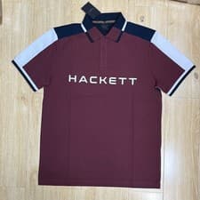 Image of Hackett Heritage London Classic Fit Short Sleeve Multi Polo Burgundy Large