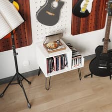 Image of Modern End Table Record Player Stand Turntable Stand-White