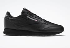 Image of Reebok Classic Leather Black Retro Fashion Running Shoes Trainers
