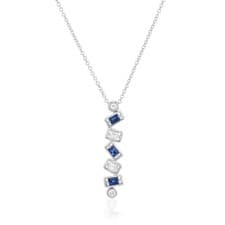 Image of 9ct White Gold Sapphire and Diamond Drop Necklace
