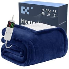 Image of BOMOVA Electric Heated Blanket Single Throw (130x160cm,Blue)-Flannels Fleece