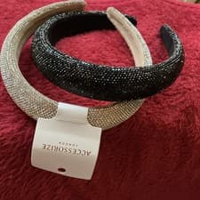 Image of 2 NEW Accessorize Women's Sparkly Diamante Headbands black/silver One Size rp£48