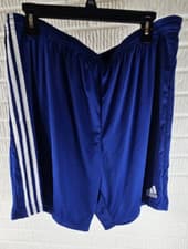 Image of Adidas Squadra 21 Men's Soccer Shorts Blue/White Stripes Size XXL GK9153 NWT