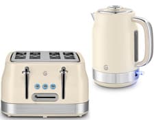 Image of Swan Retro Revive Chantilly Cream Jug 1.7L Kettle & 4 Slice Toaster Kitchen Set