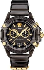 Image of Versace VEZ700421 Icon Active Chrono black gold Silicone Unisex Watch NEW