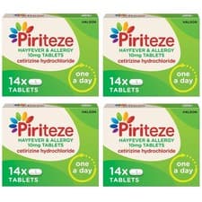 Image of Piriteze Allergy Relief Tablets Hayfever Dust Fast Acting 56 Tablets BBD SEPT 24