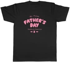 Image of Personalised My First Father's Day Pink Mens T-Shirt Tee Gift Top