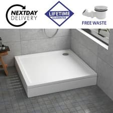 Image of 30mm Shower Enclosure Stone Tray Square / Rectangle with Riser Kit & Free Waste