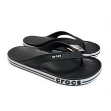 Image of Crocs Flip Flops Men Sandals Black-White Water Friendly Lightweight SZ/ W12-M10