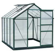 Image of Outsunny 6x8ft Walk-In Polycarbonate Greenhouse Plant Grow Galvanized Aluminium