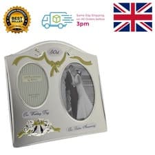 Image of Elegant Two Tone Silver Plated Photo Frame for 50th Golden Anniversary