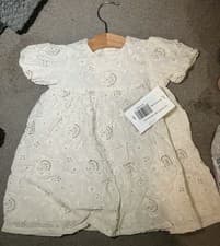 Image of Mamas and Papas  Emb Puff SLEEVE Dress 6-9months
