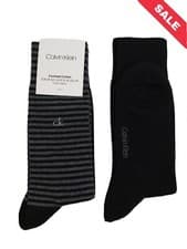 Image of CALVIN KLEIN MENS SOCKS 2 PAIRS SIZE S/M CK BLACK COMBO PREMIUM COMBED COTTON