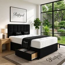 Image of PLUSH DIVAN BED SET WITH MEMORY MATTRESS AND HEADBOARD 3FT 4FT 4FT6 5FT 6FT