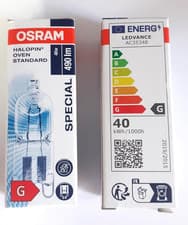 Image of Osram Halogen Capsule Bulb 40W G9 for Oven up to 300° Pack of 2