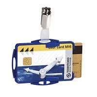 Image of Durable Duo Security Pass Holder with Clip 54x85mm Blue (Pack of 25) 8218/06