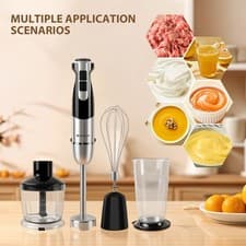 Image of Hand Immersion Blender 4 in 1 1000W with Stainless Steel Stick and Whisk