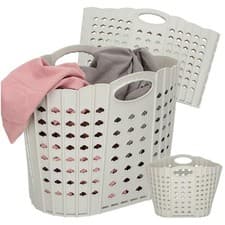 Image of Collapsible Plastic Laundry Basket Foldable Pop Up Washing Hamper with Handles