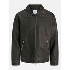 Image of Jack & Jones Mens Pu Jacket Outerwear Faux Leather Collared Lightweight