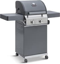 Image of Hybrid 2 Burner Gas & Charcoal BBQ Grill Freestanding with Griddle & Wheels
