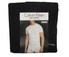 Image of 3 CALVIN KLEIN SLIM FIT SIZE S OR XL BLACK CREWS COTTON T-SHIRTS UNDERSHIRTS